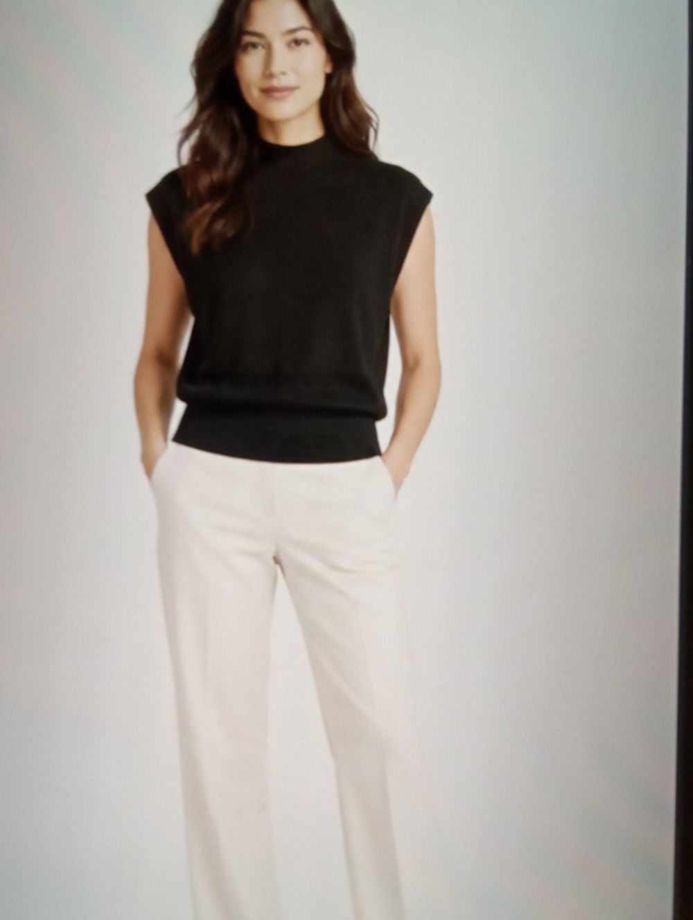 Banana Replubic Womens Black Merino Wool Mock Neck Sweater Top Office Sz M